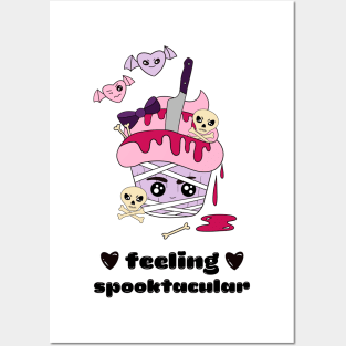 Cute and creepy Halloween mummy cup cake feeling spooktacular Posters and Art